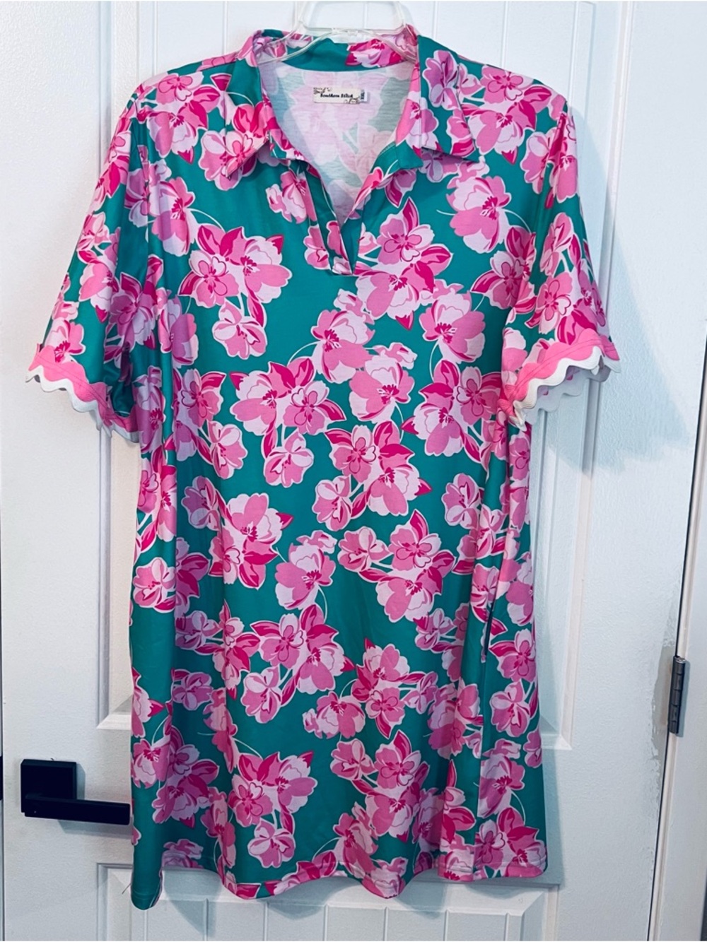 Southern Stitch Floral Pink & Teal Short Sleeve Dress XXL - Picture 7 of 9
